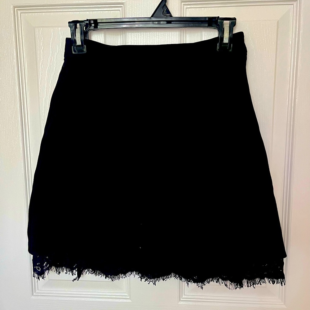 French Connection high waisted lace trim wrap skirt